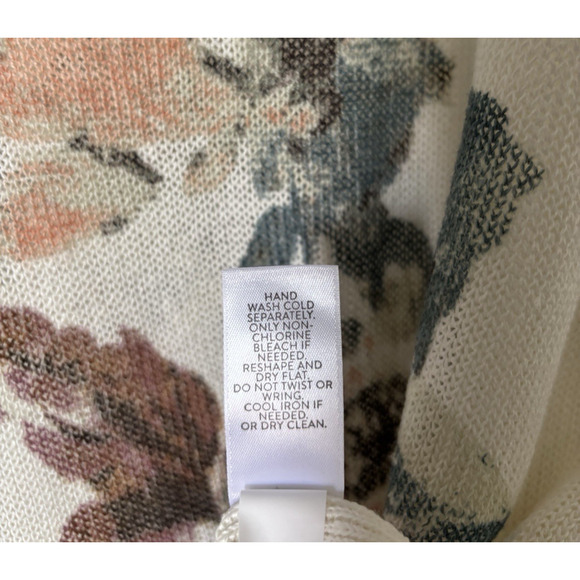 J. Jill Sweater Large Floral Lightweight Vneck Relaxed New Linen Blend - Picture 10 of 14